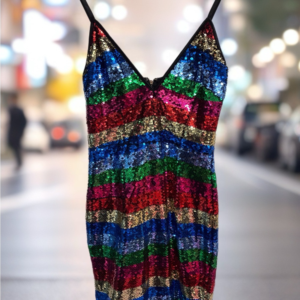 Slip Sequin Dress women’s multi color